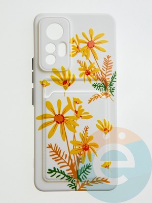 Накладка силиконовая Summer с кардхолдером для Xiaomi Mi 12 Lite бежевая - фото 59301