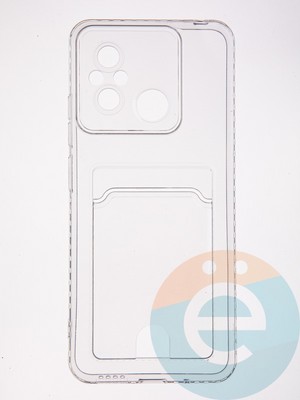 Накладка силиконовая с кардхолдером для Poco C55/Redmi 12C прозрачная - фото 61627