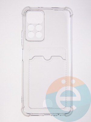 Накладка силиконовая с кардхолдером и усиленными углами для Poco M4 Pro 5G прозрачная - фото 61698