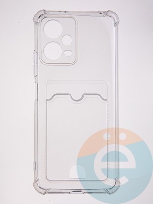 Накладка силиконовая с кардхолдером и усиленными углами для Poco X5 прозрачная - фото 61707