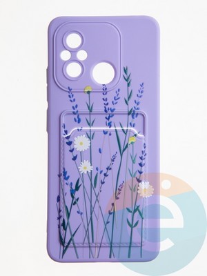 Накладка силиконовая Summer с кардхолдером для Xiaomi Redmi 12C/Poco C55 сиреневая - фото 62253