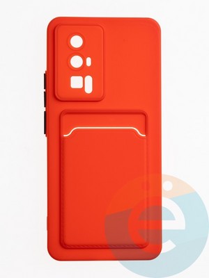 Накладка силиконовая Winter с кардхолдером для Poco F5 Pro красная - фото 62873