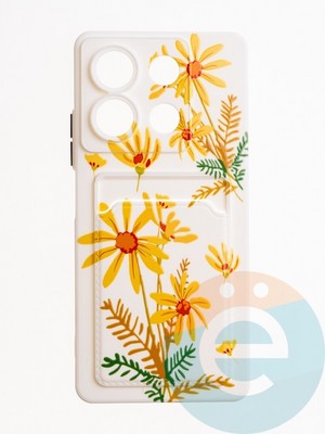 Накладка силиконовая Summer с кардхолдером для Xiaomi Redmi Note 13 бежевая - фото 64844