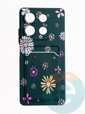 Накладка силиконовая Summer с кардхолдером для Xiaomi Redmi Note 13 зеленая - фото 64845