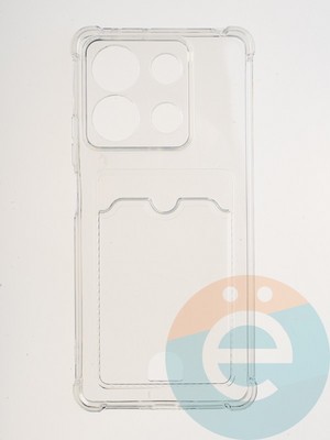 Накладка силиконовая с кардхолдером и усиленными углами для Xiaomi Redmi Note 13 прозрачная - фото 64879