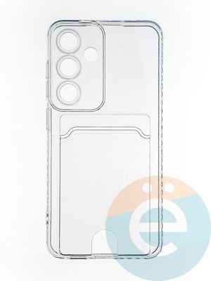 Накладка силиконовая с кардхолдером для Samsung Galaxy S24 прозрачная - фото 65257