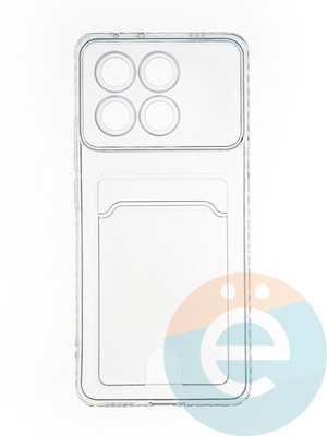 Накладка силиконовая с кардхолдером для Poco M6 прозрачная - фото 65269