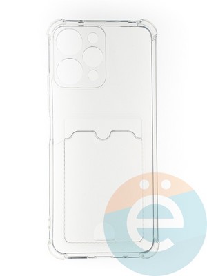 Накладка силиконовая с кардхолдером и усиленными углами для Poco M6 Pro 5G прозрачная - фото 65753