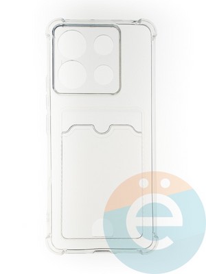 Накладка силиконовая с кардхолдером и усиленными углами для Poco X6 прозрачная - фото 65757