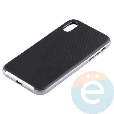 Накладка комбинированная Spigen на Apple iPhone X серебристая - фото 12657