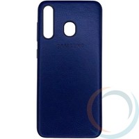 Накладка кожаная с логотипом для Samsung Galaxy A20/A30 2019 синяя
