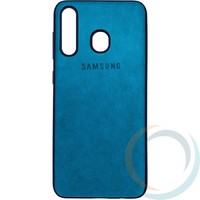 Накладка кожаная с логотипом для Samsung Galaxy A20/A30 2019 бирюзовая