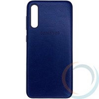 Накладка кожаная с логотипом для Samsung Galaxy A50 2019 синяя