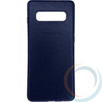 Накладка кожаная с логотипом для Samsung Galaxy S10 Plus чёрная