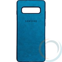 Накладка кожаная с логотипом для Samsung Galaxy S10 Plus бирюзовая