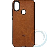 Накладка кожаная с логотипом для Xiaomi Mi 6x/A2 коричневая
