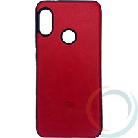 Накладка кожаная с логотипом для Xiaomi Mi A2 lite красная