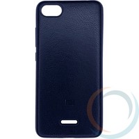 Накладка кожаная с логотипом для Xiaomi Redmi 6A чёрная