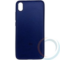 Накладка кожаная с логотипом для Xiaomi Redmi 6A синяя