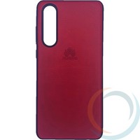 Накладка кожаная с логотипом для Huawei P30 красная