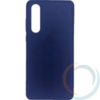Накладка кожаная с логотипом для Huawei P30 синяя