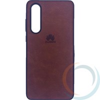 Накладка кожаная с логотипом для Huawei P30 коричневая