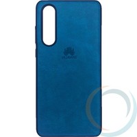 Накладка кожаная с логотипом для Huawei P30 бирюзовая