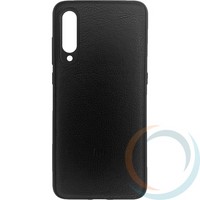 Накладка кожаная с логотипом для Xiaomi Mi 9 чёрная