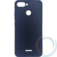 Накладка кожаная с логотипом для Xiaomi Redmi 6 чёрная