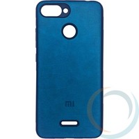Накладка кожаная с логотипом для Xiaomi Redmi 6 бирюзовая