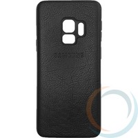 Накладка кожаная с логотипом для Samsung Galaxy S9 чёрная