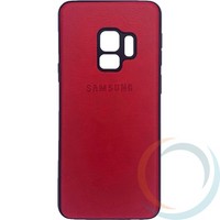 Накладка кожаная с логотипом для Samsung Galaxy S9 красная