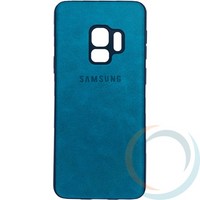 Накладка кожаная с логотипом для Samsung Galaxy S9 бирюзовая