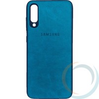 Накладка кожаная с логотипом для Samsung Galaxy A70 бирюзовая