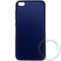 Накладка кожаная с логотипом для Xiaomi Redmi GO синяя