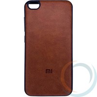 Накладка кожаная с логотипом для Xiaomi Redmi GO коричневая