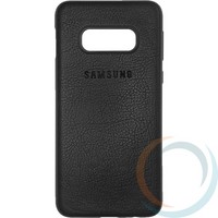 Накладка кожаная с логотипом для Samsung Galaxy S10 lite чёрная