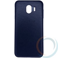 Накладка кожаная с логотипом для Samsung Galaxy J4 чёрная