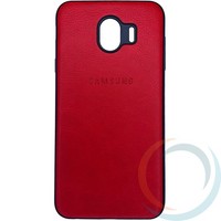 Накладка кожаная с логотипом для Samsung Galaxy J4 красная