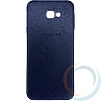 Накладка кожаная с логотипом для Samsung Galaxy J4 Plus чёрная