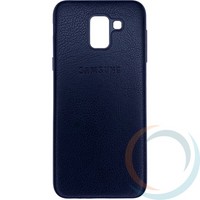 Накладка кожаная с логотипом для Samsung Galaxy J6 чёрная