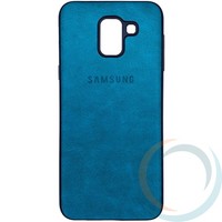 Накладка кожаная с логотипом для Samsung Galaxy J6 бирюзовая