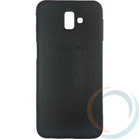 Накладка кожаная с логотипом для Samsung Galaxy J6 Plus чёрная