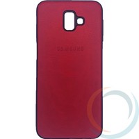Накладка кожаная с логотипом для Samsung Galaxy J6 Plus красная