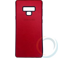 Накладка кожаная с логотипом для Samsung Galaxy Note 9 красная
