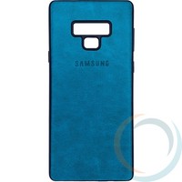 Накладка кожаная с логотипом для Samsung Galaxy Note 9 бирюзовая