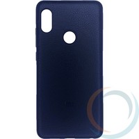 Накладка кожаная с логотипом для Xiaomi Redmi note 5 Pro чёрная