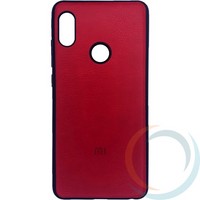 Накладка кожаная с логотипом для Xiaomi Redmi note 5 Pro красная