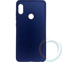 Накладка кожаная с логотипом для Xiaomi Redmi note 5 Pro синяя