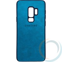 Накладка кожаная с логотипом для Samsung Galaxy S9 Plus бирюзовая